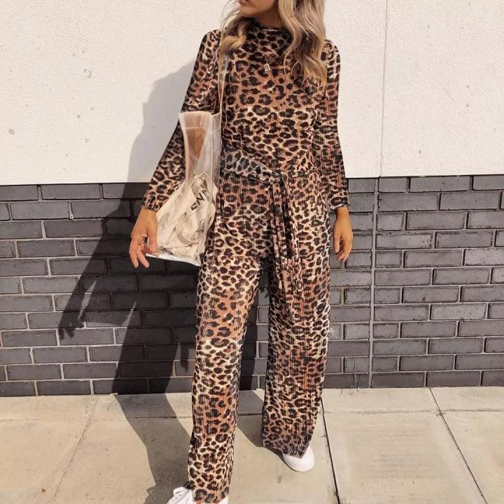 Buy Women Long Sleeve Leopard Jumpsuits 