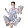 1011 New Pajamas Women's Summer Ice Silk Short-sleeved Trousers Set Unique and Beautiful Korean Girl Loungewear