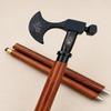 Axe Handle Walking Stick Black Brass Wooden Folding Cane 93.98 Cm Viking Gentleman Gothic Hiking Staff Gift for Him