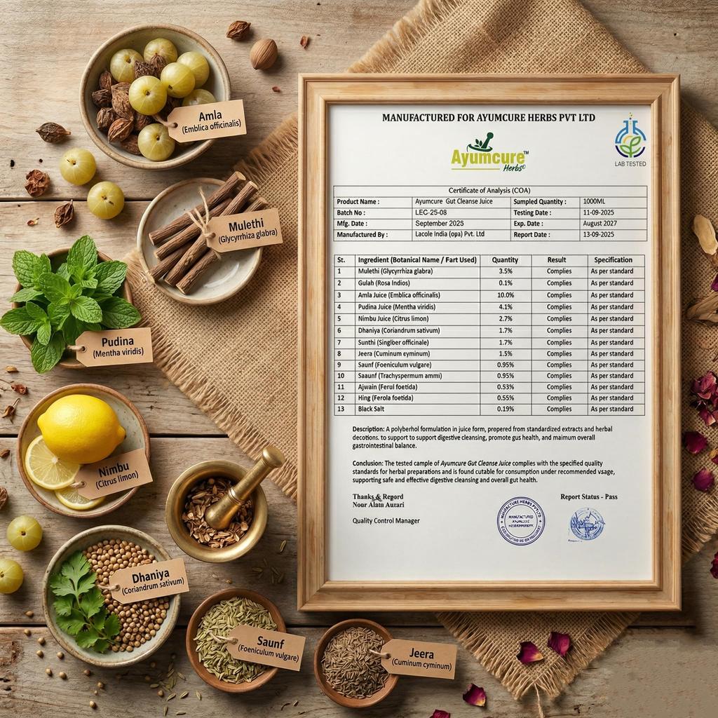 Ayumcure Tarmrengöring Juice 1L | Naturlig Örtformel för Matsmältning & Tarmhälsa | Lindrar Surhet, Gas & Uppblåsthet | Ökar Metabolism, Detox &