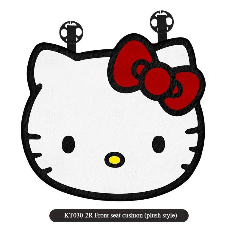 Hello Kitty Universal Car Short Plush Cushion Cartoon 3D Shaped Winter Five Seat Cover Car Soft Cushion for Car Interior Decor