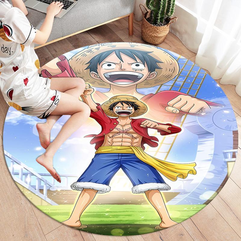 One Piece Monkey D Luffy Round Area Rug Carpet Rug For Living Room Bedroom Sofa Playroom Decor Nonslip Floor Mat