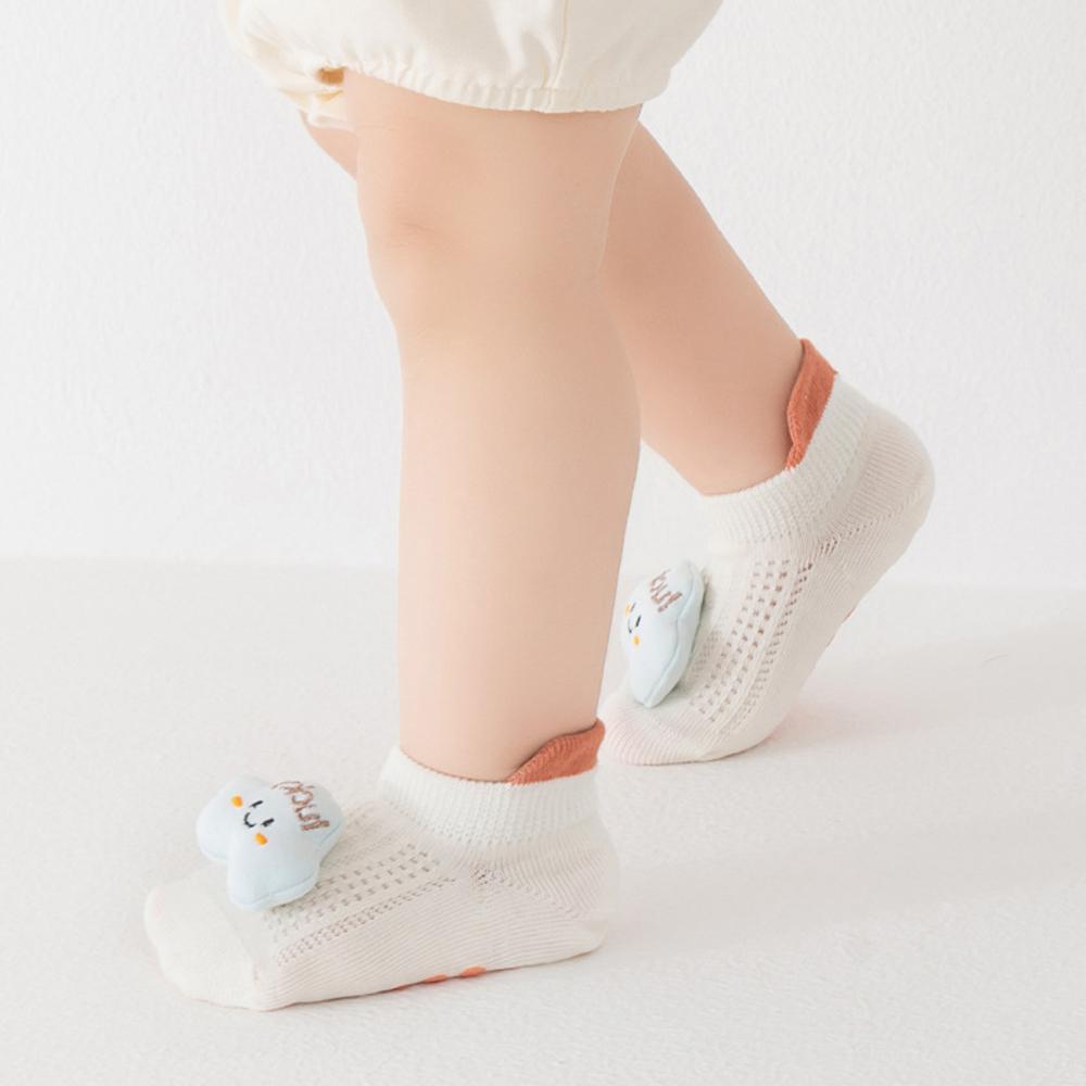 1 Paar Baby rutschfeste Bodensocken, Ultra dünke Netz-Cartoon Knöchelsocken, Nahtlose Flachzehen Anti-Rutsch Silikon-Griffe Kleinkindsocken für 0-3 Jahre