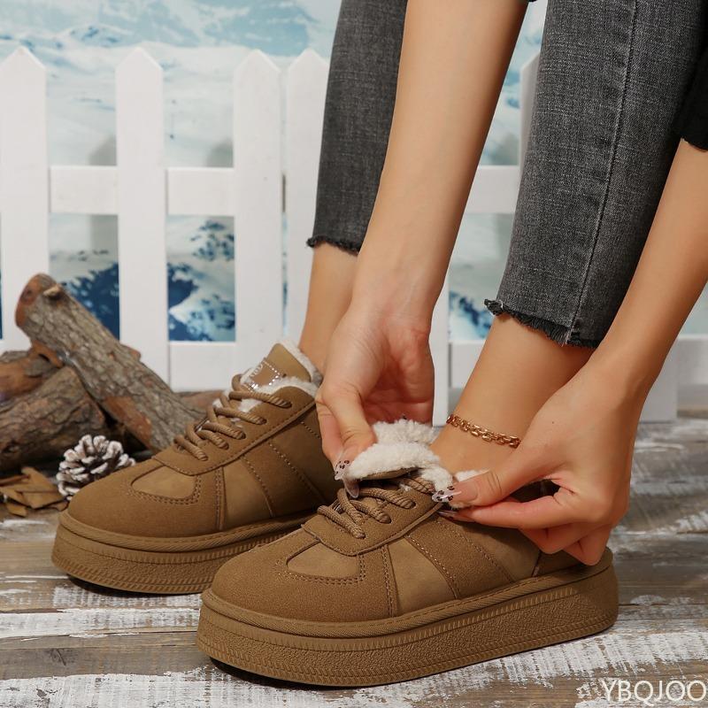 New Winter Round Toe Thick Soled Casual Warm Cotton Shoes with Anti Slip Design for Women's Vulcanized Shoes