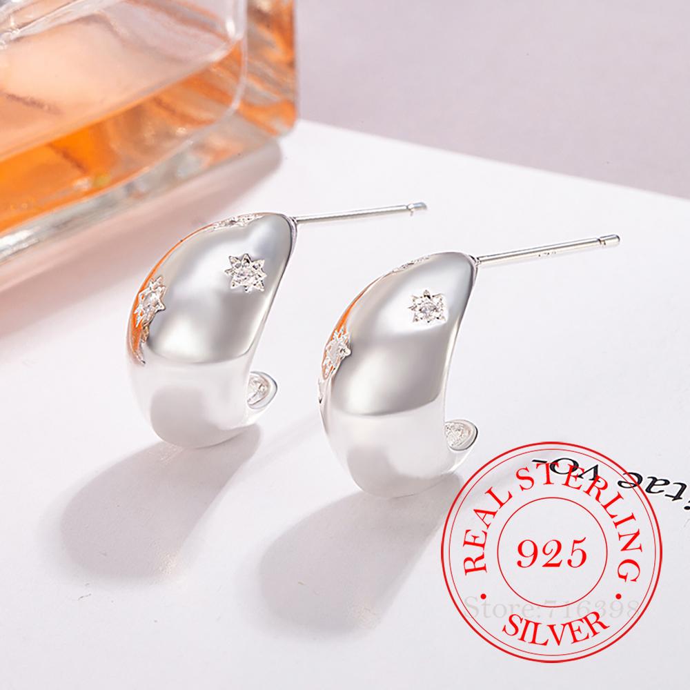 925 Sterling Silver French Vintage Watedrop Crystal Hoop Earrings For Women Korean Wedding Party Jewelry Gift Female Pendientes