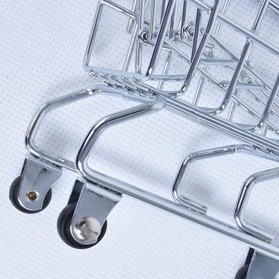 Hand Trolley High Simulation Decorative Mini Shopping Cart Storage Basket for Storing Pretend Toy