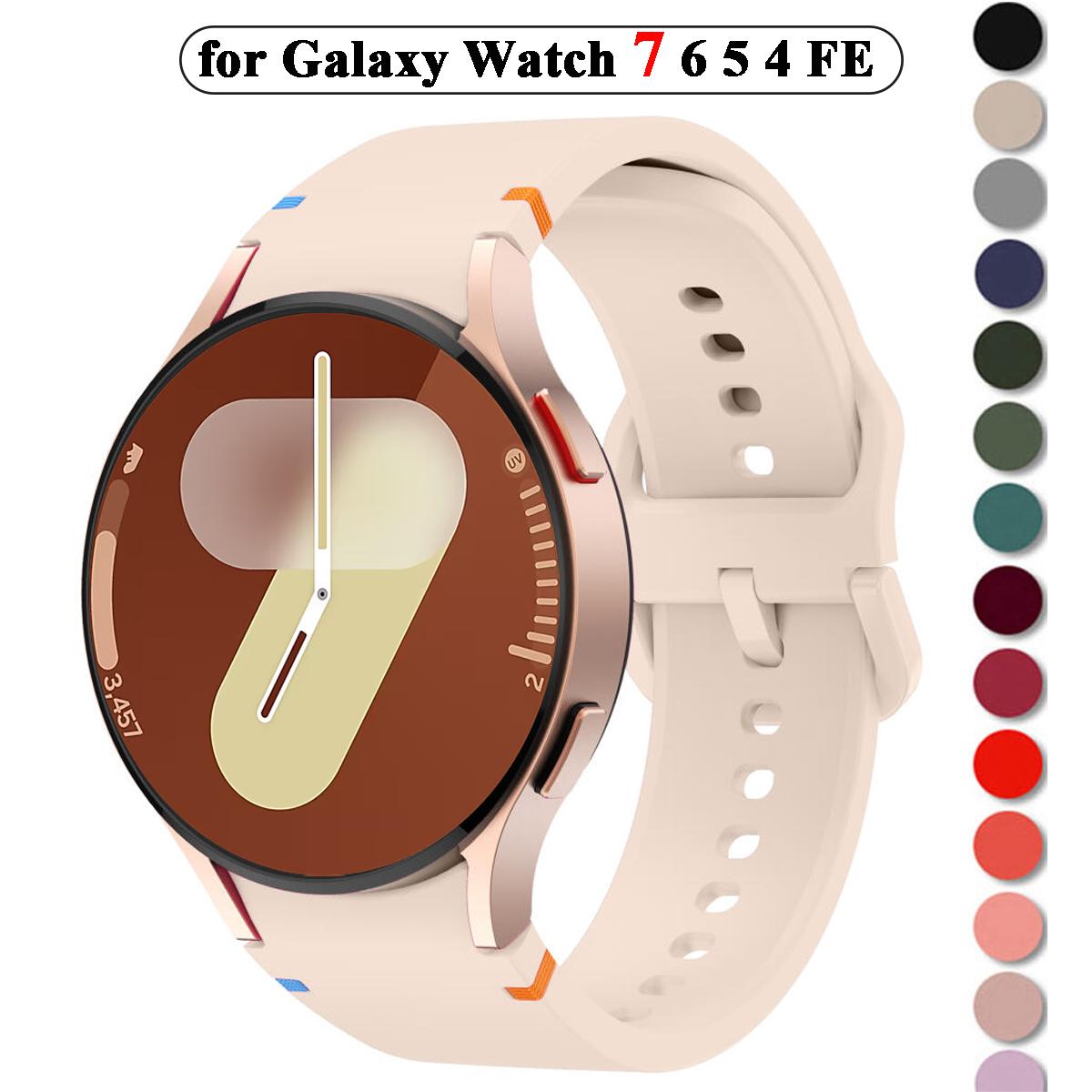 

Оригинальный спортивный силиконовый ремешок для Samsung Galaxy Watch 7 6 5 4 40 мм 44 мм 6 Classic 4 Classic 5 Pro без зазоров мягкий браслет Galaxy Watch FE ремешок 40 мм