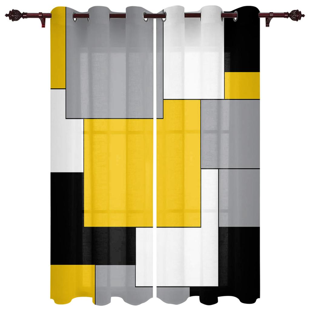 Tende per finestre di arte astratta patchwork nero arancione per soggiorno cucina tende mantovane tende alla moda per camera da letto