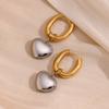 MamacitaSlay Mixed Color Gold Plated O Shape Hoop Silver Color Heart Drop Earrings Trendy Women's Stainless Steel Jewelry
