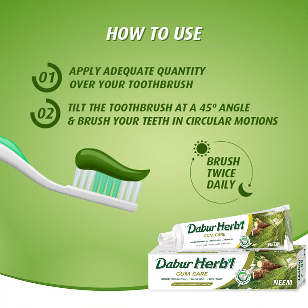 Dabur Herb'l Toothpaste Neem 150g + FREE Toothbrush