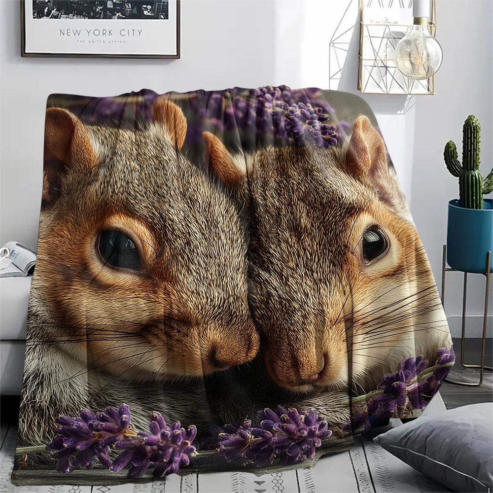 

Two Squirrels,pattern Flannel Blanket, High quality Comfortable for All Seasons, Home Decor, Warmth and Comfort, Perfect for Gifts. 80cm x 120cm