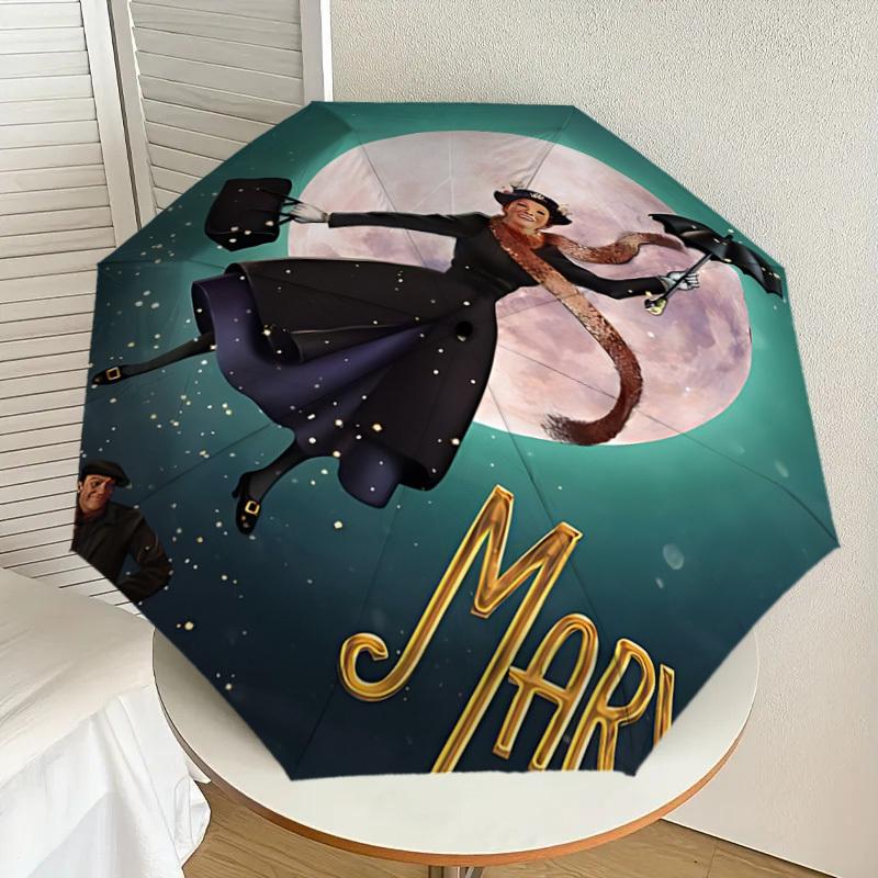 1PC Mary Poppins Automatic Open/Close Umbrella with Windproof, 8-Rib Sturdy Canopy, Durable Ribs, Fashionable Design,1281A