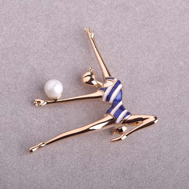Blucome Beauty Girl Dance Brooches  for Women Corsage Suit Scarf Hat Pins Jewelry