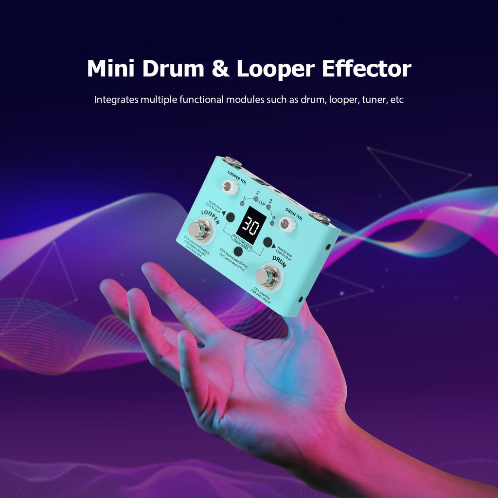 M VAVE LOST TEMPO Effect Pedal Drum & Looper Effector Mini 2 in 1 Looper & Drum Machine Double Footswitch Looper Pedal