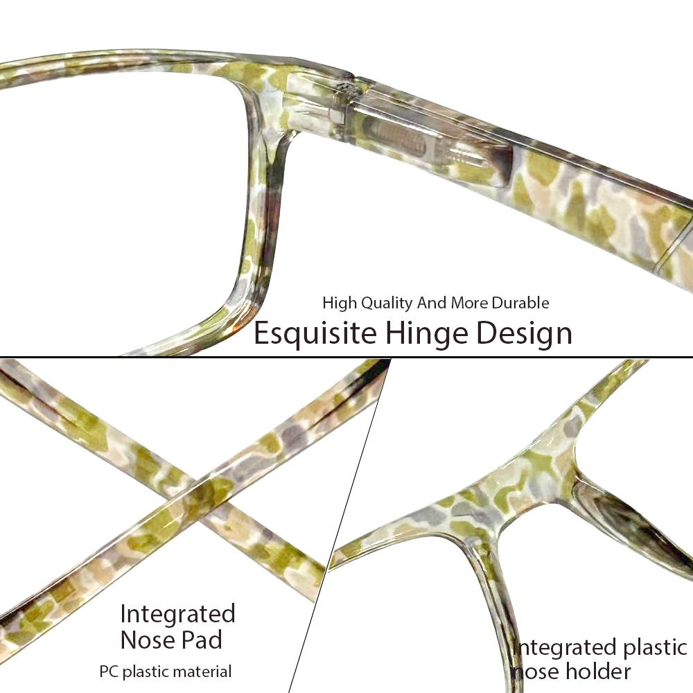 TUREZING Presbyopia Eyeglasses with Flexible Spring Hinge for Ladies and Gentlemen Square Frames High Definition Optical Lenses Presbyopic