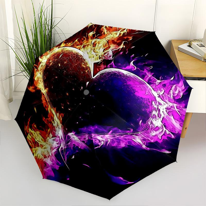

Heart on Fire Automatic Folding umbrella Compact 8 rib Design,Unique Style,Suitable for Everyday Outdoor Use,Perfect Gift for Friends a