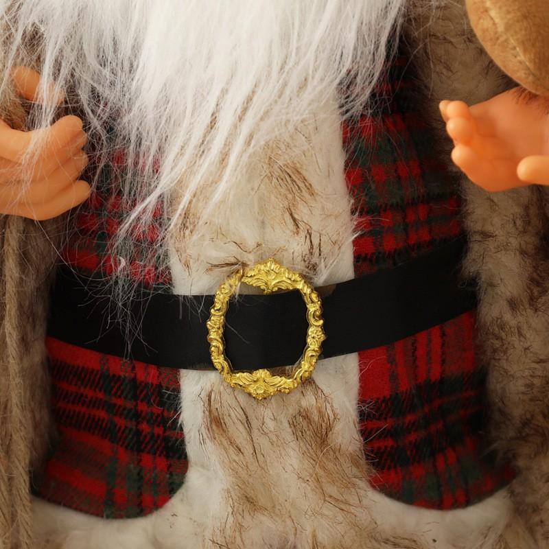 Christmas Santa Claus Plush Doll Holding Bear Xmas Decor Ornament Holiday Craft