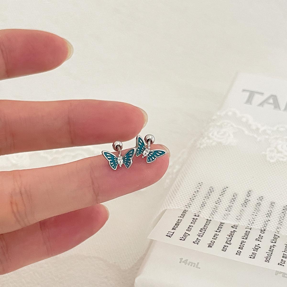 

Серьги-гвоздики в форме бабочки из серебра 925 пробы, женские ретро-серьги с цирконами, изысканные и универсальные, новые серьги 925 silver needle