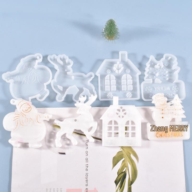 Christmas Series DIY Crystal Resin Hanging Plate Ornament Mold