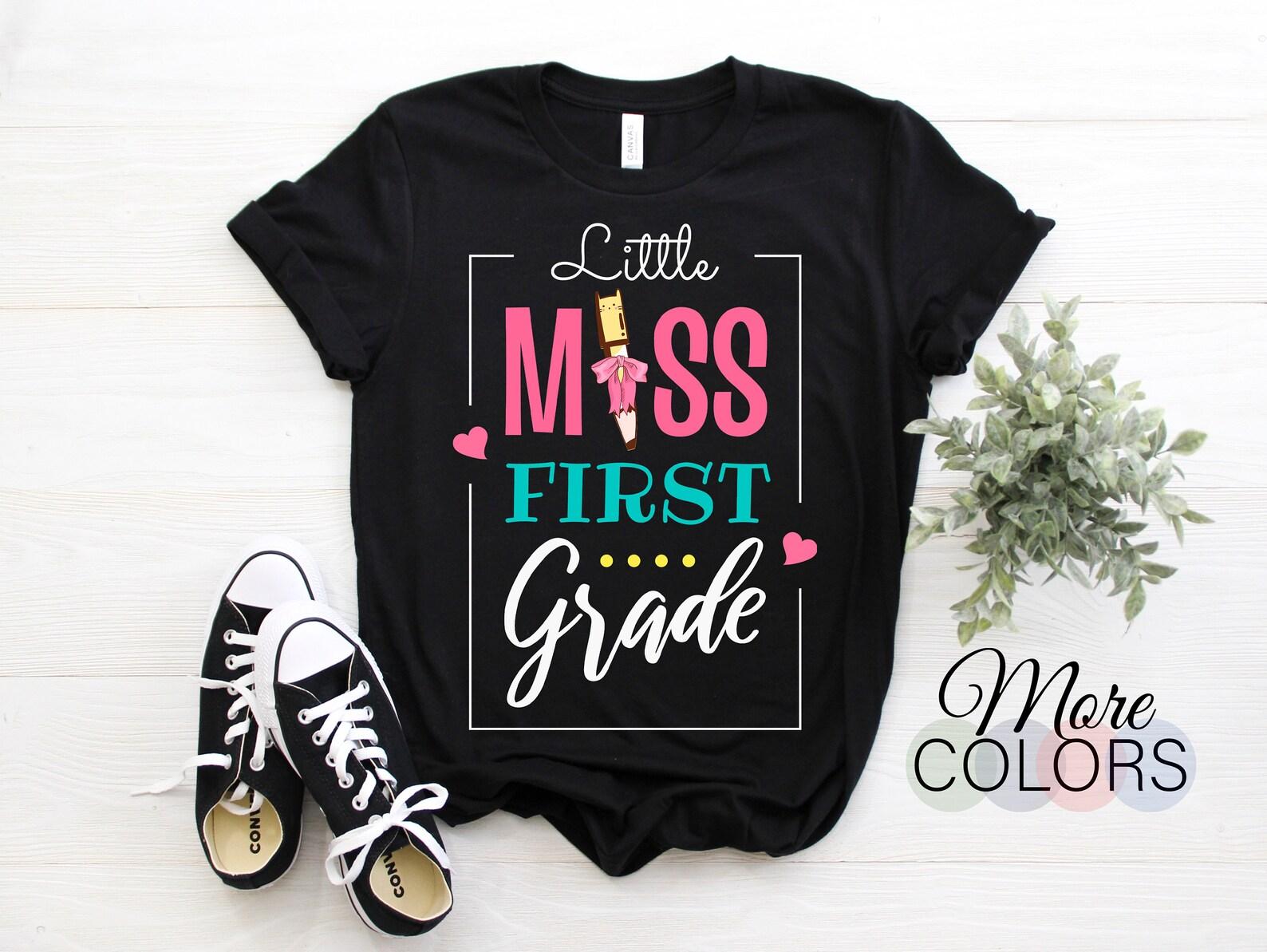 Little Miss Fist 1st Grade Love Back To School First Day Daughter T-Shirt, Girls Graduated, Celebrate Kindergarten Graduation School Class, 130