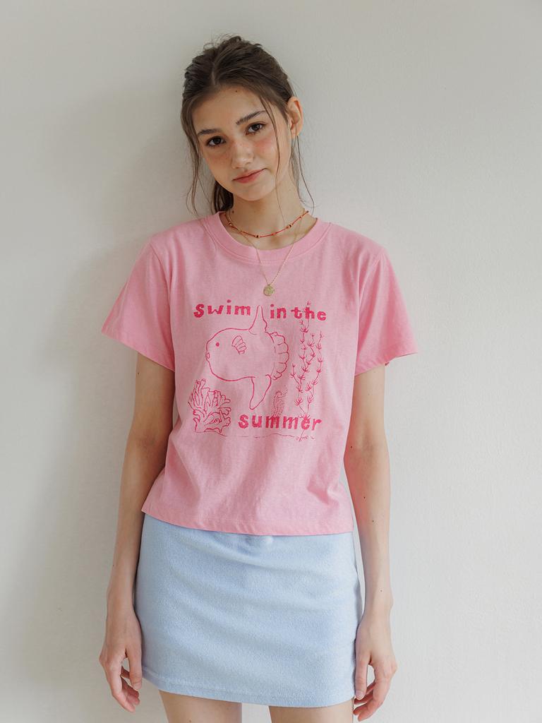 Peuswike Mola Mola Cotton T-Shirt - Pink