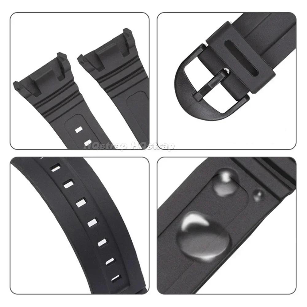 Silicone Watch Strap Sports PU Plastic Watchband for Casio W-96H 18mm Waterproof Rubber Bracelet Men Women Wristband Accessories