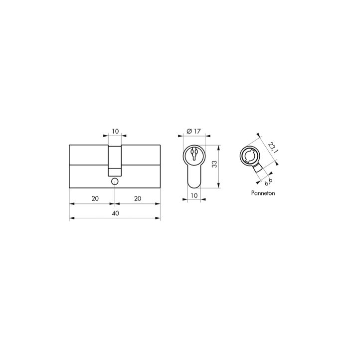 Cylindre De Sécurité Thirard - 20 X 20 Mm - 5 Goupilles - 3 Clés Incluses
