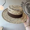 French Hepburn style salty grass woven retro straw hat women's spring summer straw woven big brim seaside vacation sun hat