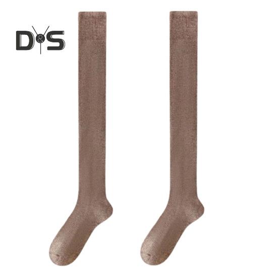 1 Pair Women Winter Socks Tihick Plush Over Knee Socks Anti-slip Solid Color Warm Thickened Stockings Warmth Socks for Various Occasions
