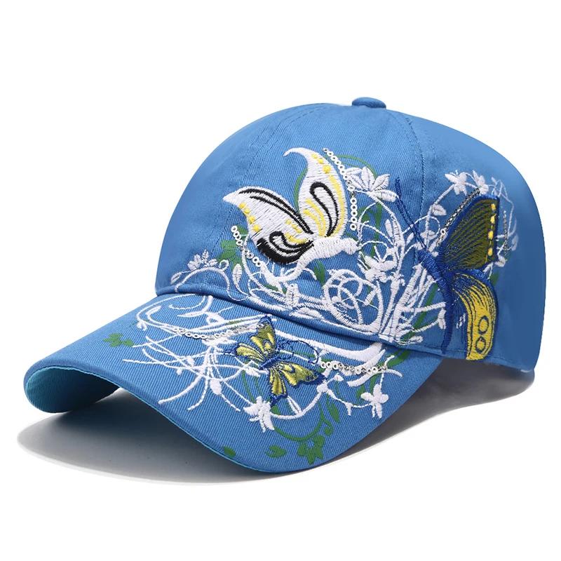 New Embroidery Butterfly Floral Women Baseball Cap Outdoor Visor Casual Adjustable Anti-uv Trucker Hats Fashion Snapback Dad Hat