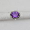 Ovaler Amethystring, Natursteinring, 925er Sterlingsilberring, Ehering, Designring, Februar-Geburtsstein, Boho-Ring, Handgefertigter Ring