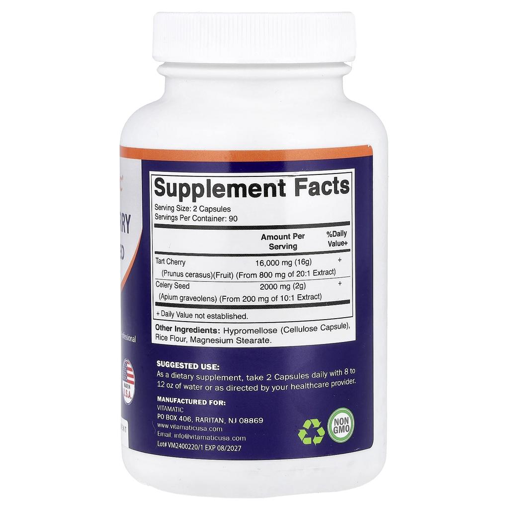 Vitamatic Tart Cherry Celery Seed, 180 Capsules