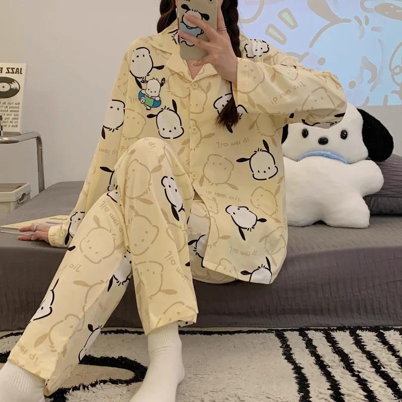 

New Silk Pajamas for Women Cute Cartoon Casual Comfortable Cool Pure Cotton Home Pajamas Set M