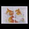 Stamped Cross Stitch Set DIY Embroidery Pre-printed Kissing Cats Pattern Full Kit for Gifts Birthday Wedding Christmas