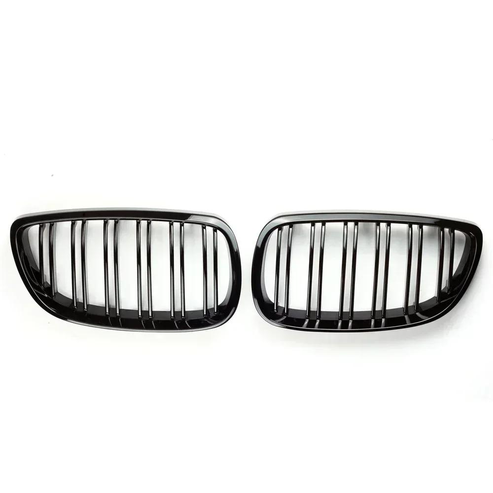 

For BMW E92 E93 M3 2006 2007 2008 2009 Front Bumper Kidney Grille 1Pair Glossy Black Car Racing Grill Dual Line Sport Grille Glossy black