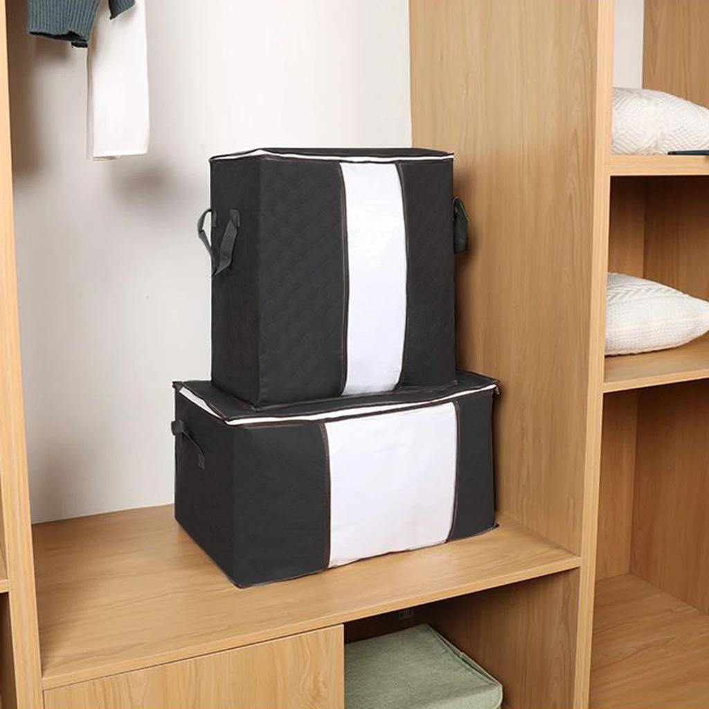 1/3pcs Extra Large Handle Storage Bag - Portable Clothing and Quilt Organizing Bag with Window, Durable Polyester Material