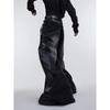 ZYLLO Y2K Streetwear Red Pu Leather Patchwork Baggy Jeans Pants For Men Designer Clothes Wide Leg Loose Denim Trousers