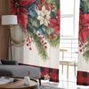 Weihnachts- und Winter-Zederblätter-Vorhänge für Wohnzimmer, Schlafzimmer, Heimdekoration, Fenster-Voile-Tüllvorhang-Drapierungen