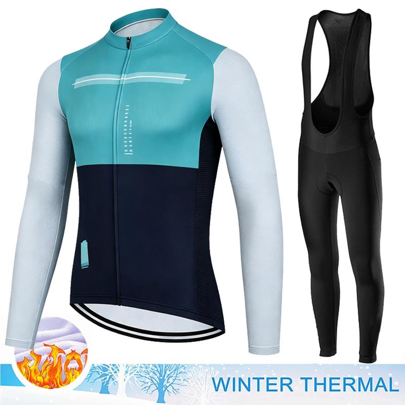 Men Winter Fleece Thermal Jacket MTB Bicycle Clothing Long Sleeve Cycling Jerseys Set Ciclismo Outdoor Warm Cothes Pants