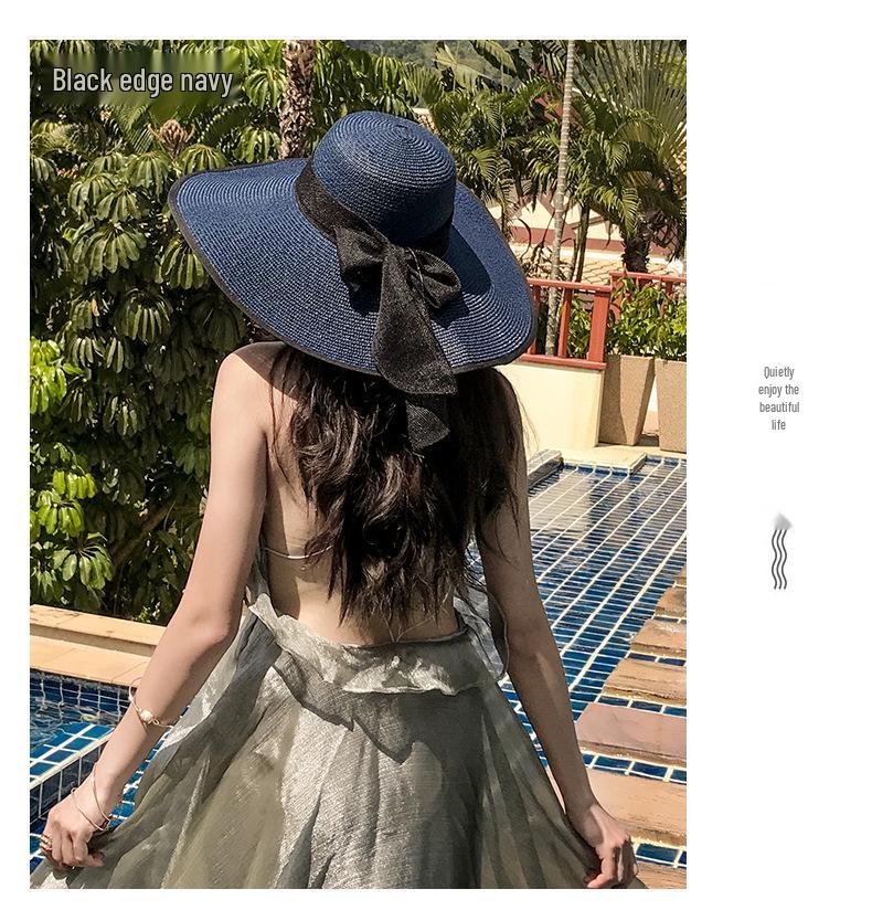 Women's Large Brim Straw Sun Hat for Summer Beach and Seaside Vacation, Anti-UV Protection