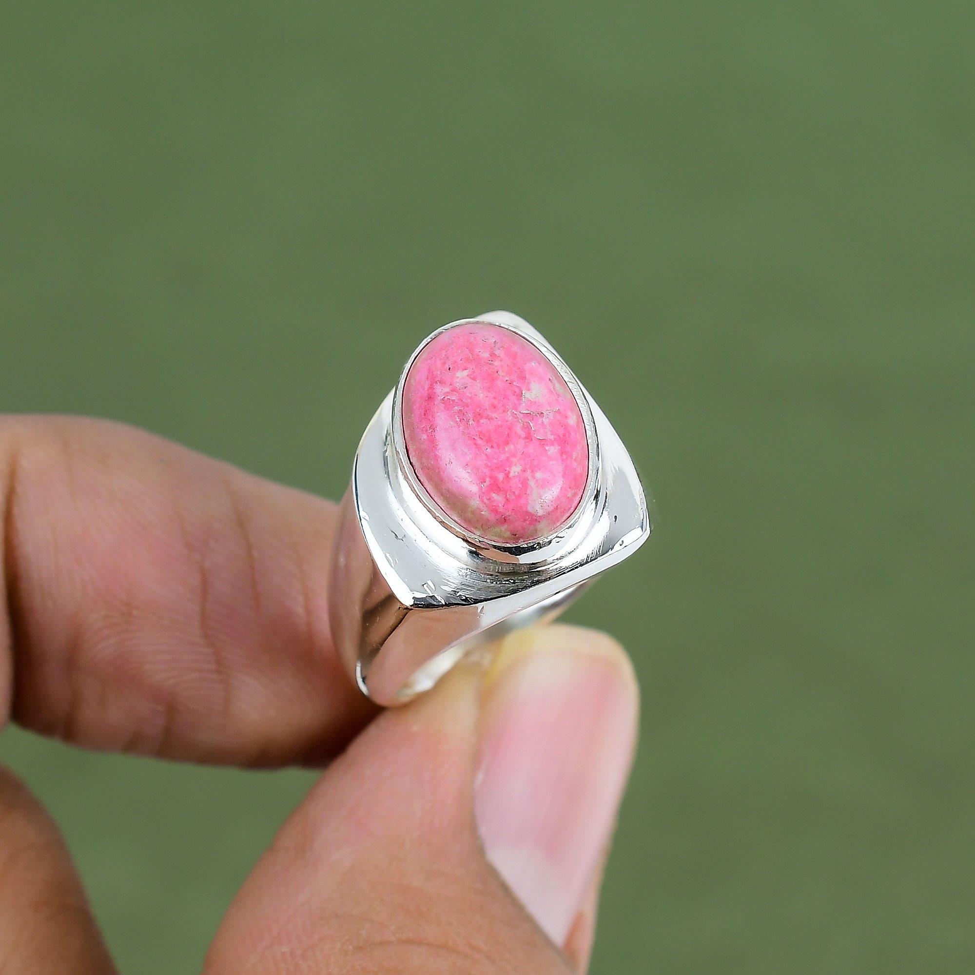 

Thulite Ring 925 Sterling Silver Ring Handmade Boho Style Ring Genuine Gemstone Jewelry Gift For Wife Thulite Jewelry Available In Ring Size 6 US