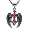 European and American Dark Punk Style Dark Angel Cross Sword Inlaid with Zirconium Pendant Necklace