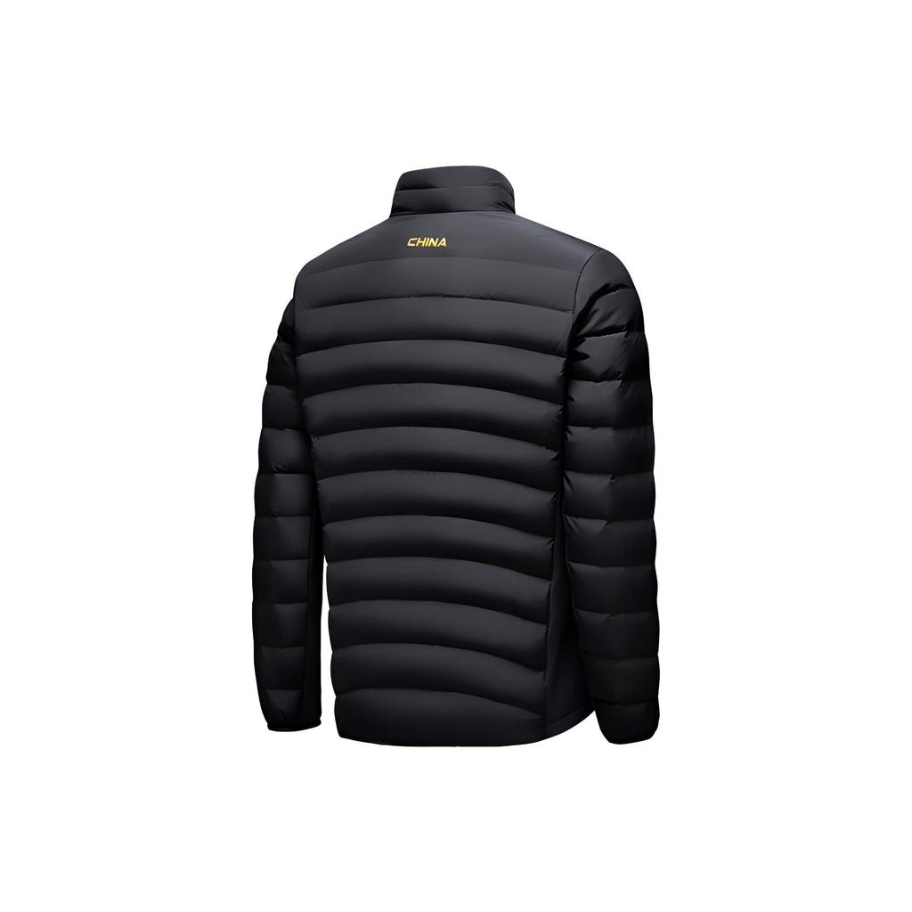 Anta Logo Print Stand Collar Straight Cut Warm Down Jacket Men Outerwear Black 462340108-1