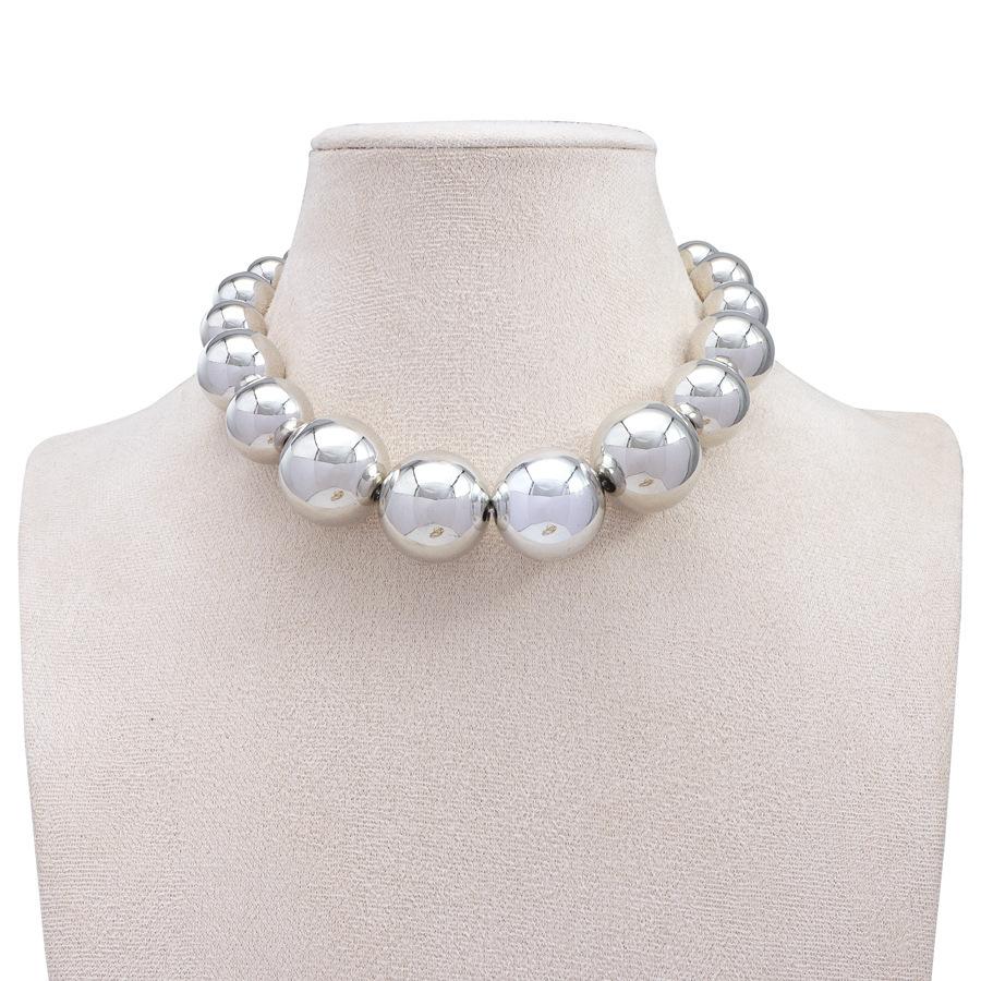 

Personalized fashion Cyberstyle round bead necklace collarbone chain, hot-selling geometric bead necklace women s beads срібний