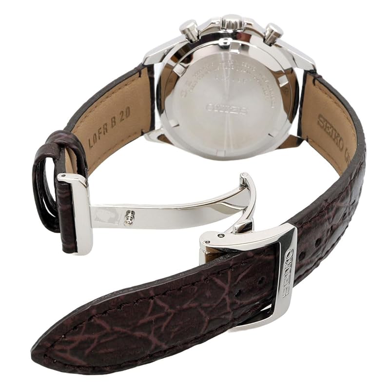Seiko 1/5 Second Chronograph Quartz Men's Watch SBTR017 Green with Brown Leather Strap [Official Japanese Product]