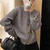 Simple casual stand-up neck knitted cardigan with women's clothing, autumn and winter new loose lazy sweater jacket top