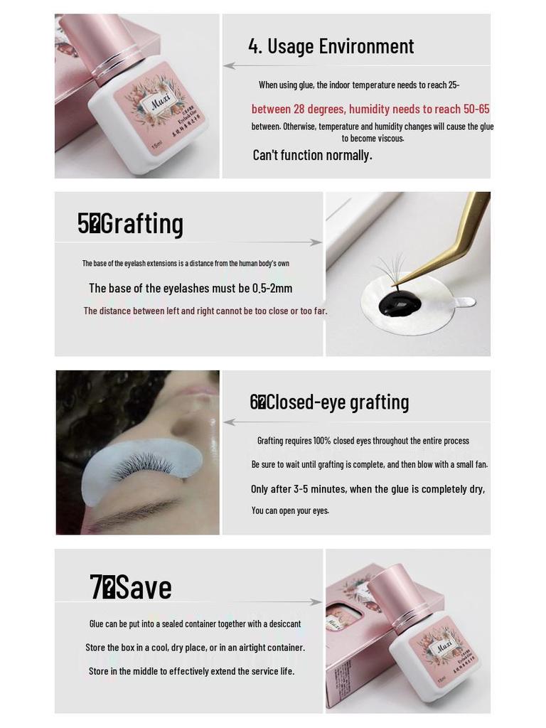 Low Odor, Quick-Dry Eyelash Extension Glue - Long-Lasting 60 Days for Beauty Salons