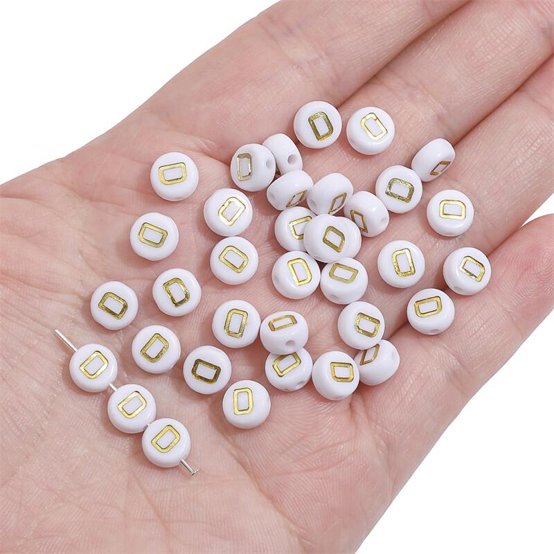 50 ks Akrylové zlaté A-Z anglické písmenkové korálky Ploché kulaté korálky s abecedou pro výrobu šperků DIY Pár Přátelství Náramek Náhrdelník