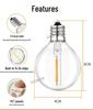 In-Stock 24V G40 Low Voltage String Lights with Remote, Dimmable & Waterproof for Garden or Camping Decor