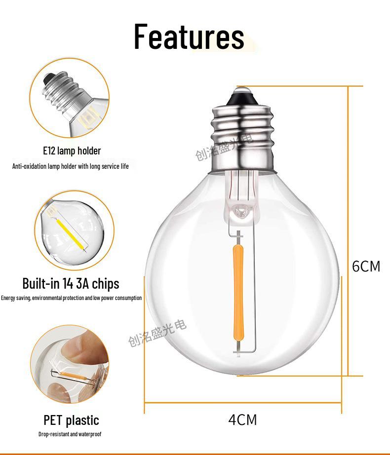 In-Stock 24V G40 Low Voltage String Lights with Remote, Dimmable & Waterproof for Garden or Camping Decor